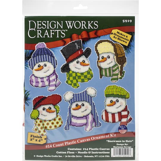 Design Works&#x2122; Snowmen in Hats Cross Stitch Ornament Kit